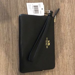 Coach black zip wristlet
